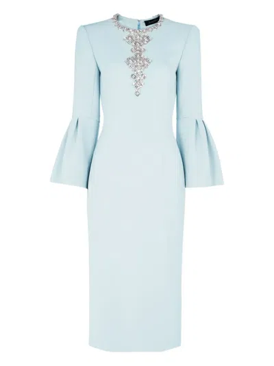 Jenny Packham Margoni Bell-sleeve Embellished Midi Dress In White