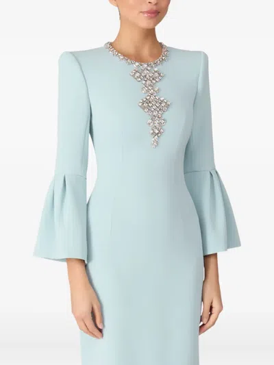 Jenny Packham Margoni Bell-sleeve Embellished Midi Dress In White