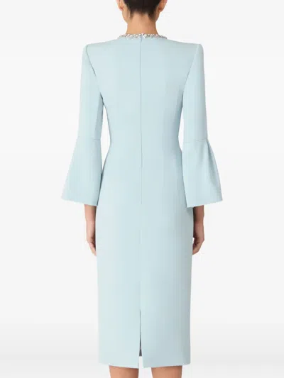 Jenny Packham Margoni Bell-sleeve Embellished Midi Dress In White