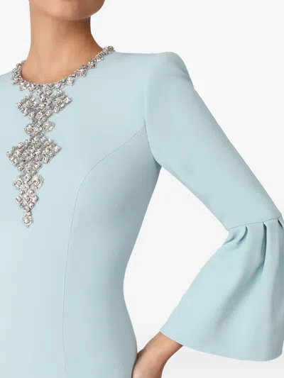 Jenny Packham Margoni Bell-sleeve Embellished Midi Dress In White