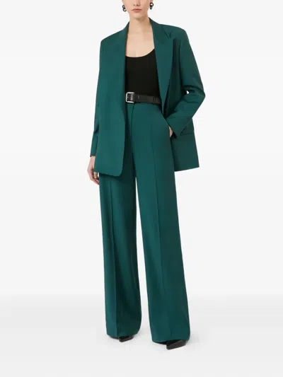 Max Mara Fernet Wide Leg Wool Cashmere Trousers In Green
