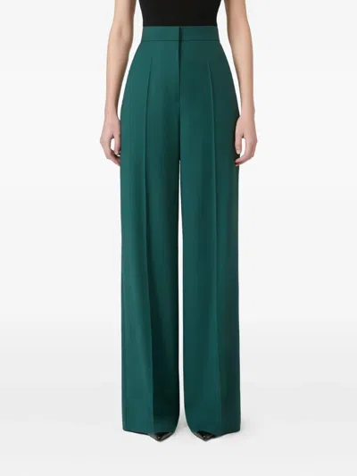 Max Mara Fernet Wide Leg Wool Cashmere Trousers In Green