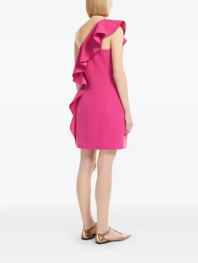 Max Mara One-shoulder Mini Dress With Cascading Ruffle Detail In Pink