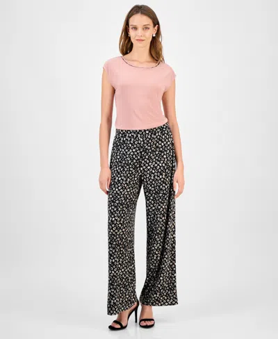 Kasper Women's Mid-rise Wide-leg Pull-on Pants In Pink