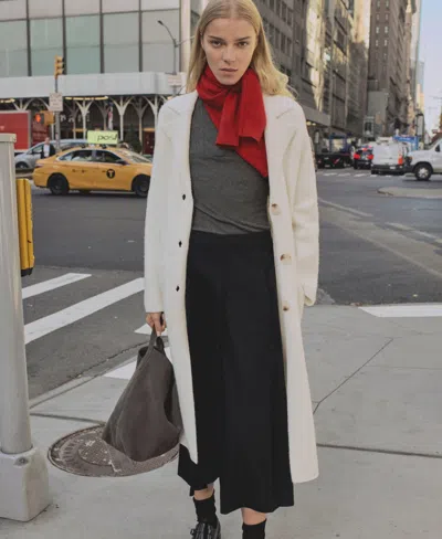 Mango Women's Knitted Long Coat In Gray