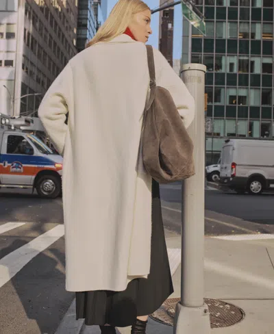 Mango Women's Knitted Long Coat In Gray