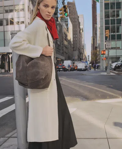 Mango Women's Knitted Long Coat In Gray