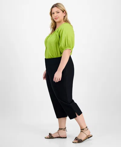 On 34th Women's Elbow Sleeve Braided-trim Top, Exclusively At Macy's In Green