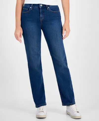 Style & Co Petite Mid-rise Straight-leg Denim Jeans, Exclusively At Macy's In Blue