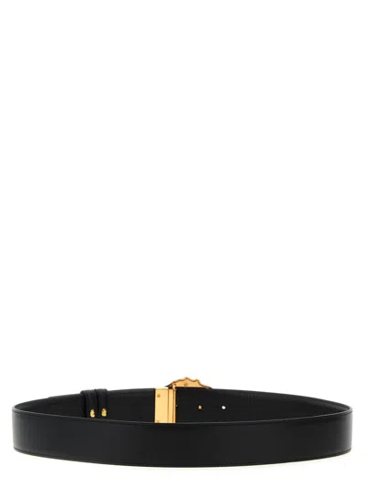 Versace Men La Medusa Leather Belt In Multicolor