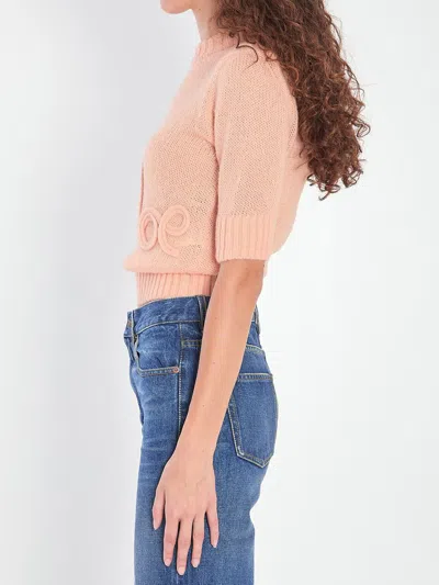 Chloé Logo Embroidery Sweater Sweaters And Cardigans Pink In Neutral