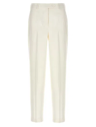 Kiton Slim Fit Trousers Featuring Front Pleats In White