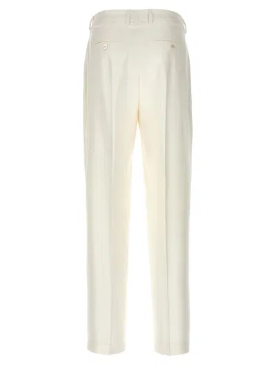 Kiton Slim Fit Trousers Featuring Front Pleats In White