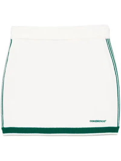 Casablanca Wool Knit Tennis Mini Skirt In Green