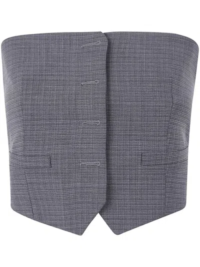 Alexander Wang Wool Cropped Top In Gray