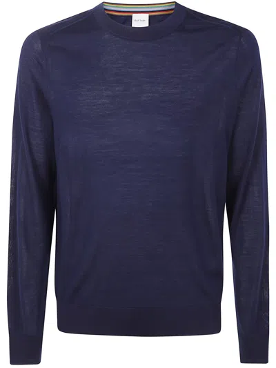 Paul Smith Merino Wool Crewneck Sweater In Blue