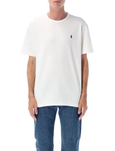 Polo Ralph Lauren Man's White Cotton T-shirt With Logo In White