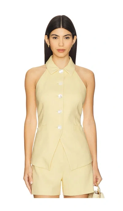 Veronica Beard Orlinda Halter Neck Vest In Chamomile In Gold