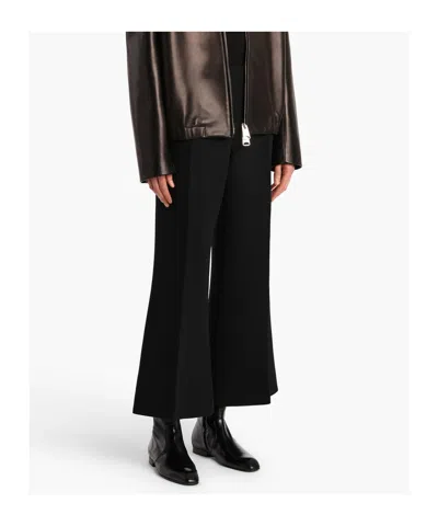 Khaite Walter Double Face Crepe Kick Flare Crop Pants In Black