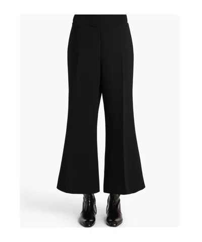 Khaite Walter Double Face Crepe Kick Flare Crop Pants In Black