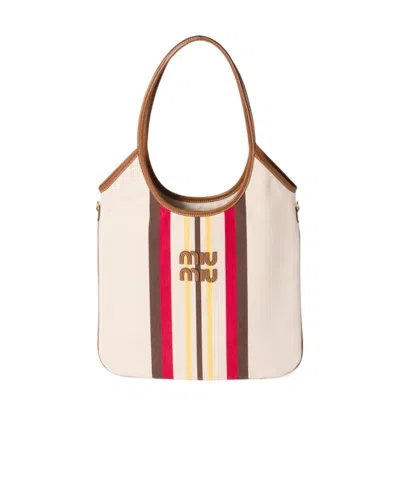 Miu Miu Ivy Canvas And Leather Bag