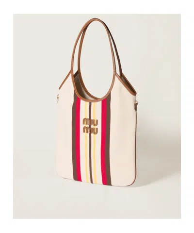 Miu Miu Ivy Canvas And Leather Bag