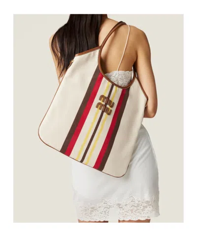 Miu Miu Ivy Canvas And Leather Bag