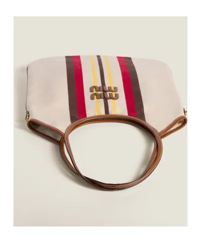 Miu Miu Ivy Canvas And Leather Bag