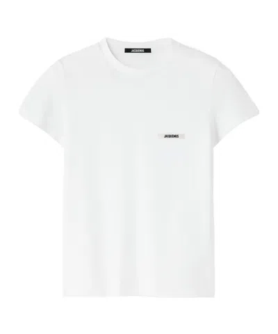 Jacquemus Roun Neck Cotton Logo T-shirt In White