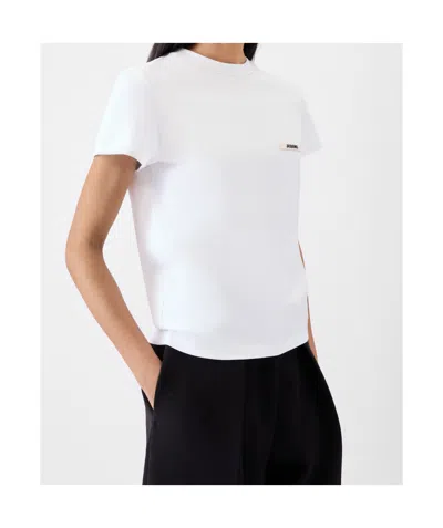 Jacquemus Roun Neck Cotton Logo T-shirt In White