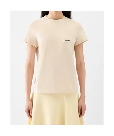 Jacquemus Le Tshirt Gros Grain Short Sleeve In Neutral