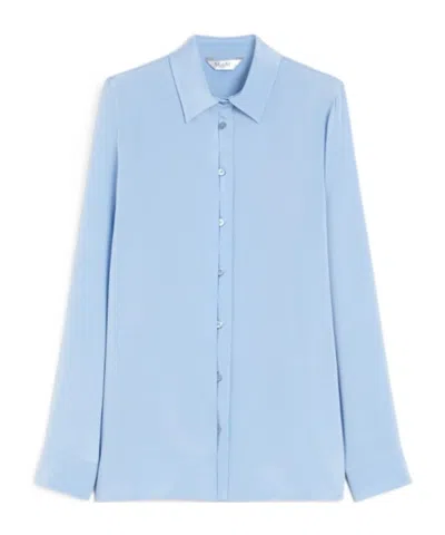 Max Mara 'avion' Shirt In Sky Blue Stretch Silk Cady In Blue