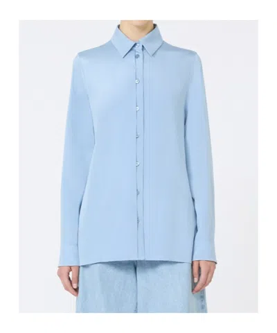 Max Mara 'avion' Shirt In Sky Blue Stretch Silk Cady In Blue