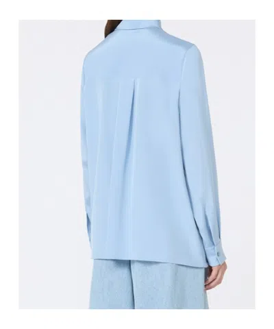 Max Mara 'avion' Shirt In Sky Blue Stretch Silk Cady In Blue