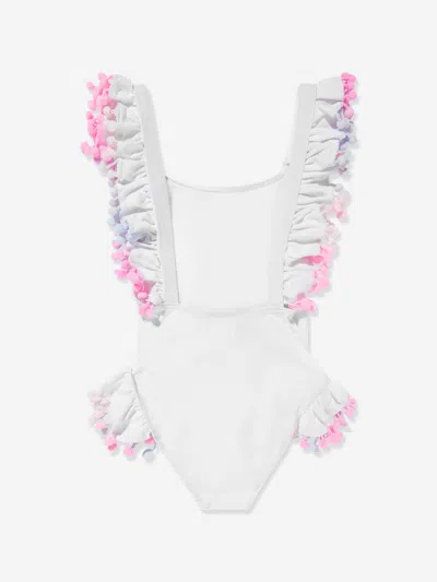 Selini Action Girls Pom Pom Swimsuit In White