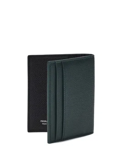 Ferragamo Leather Card Holder In Black