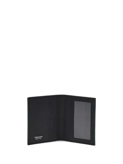 Ferragamo Leather Card Holder In Black