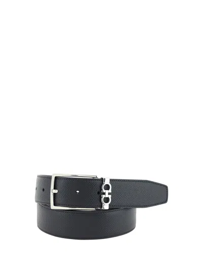 Ferragamo Black Reversible Belt With Gancini Buckle Belt