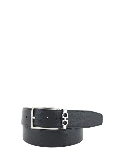 Ferragamo Black Reversible Belt With Gancini Buckle Belt