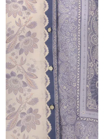 Zimmermann Mixed-print Shirt With Button Front In Blue