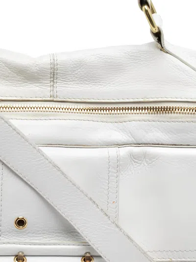 Pre-owned Givenchy Dual-zip Leather Shoulder Bag In White