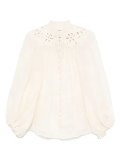 Zimmermann Embroidered Blouse "coco" In White