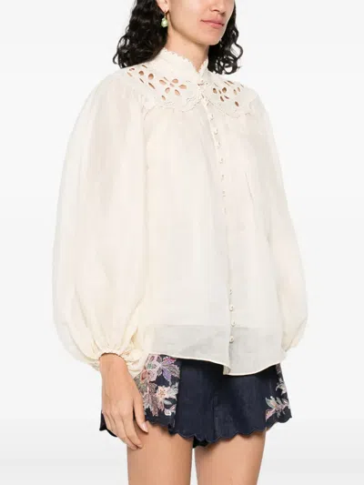 Zimmermann Embroidered Blouse "coco" In White