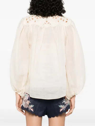 Zimmermann Embroidered Blouse "coco" In White