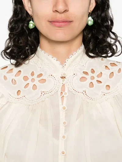 Zimmermann Embroidered Blouse "coco" In White