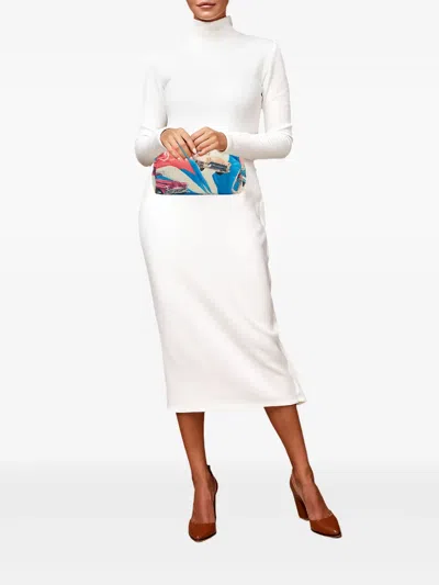 Pre-owned Chanel Graphic-print Clutch Bag In Blue