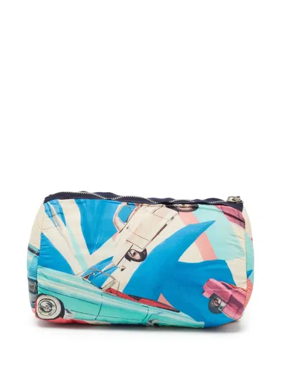 Pre-owned Chanel Graphic-print Clutch Bag In Blue