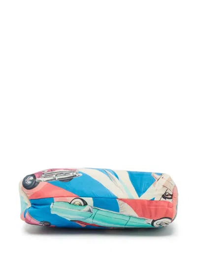 Pre-owned Chanel Graphic-print Clutch Bag In Blue