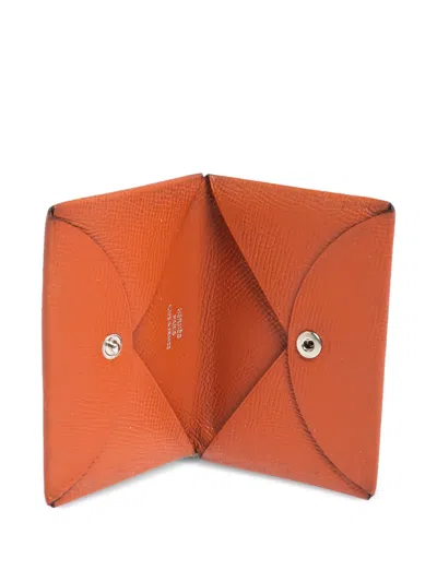Pre-owned Hermes Calvi Textured Epsom Leather Card Holder