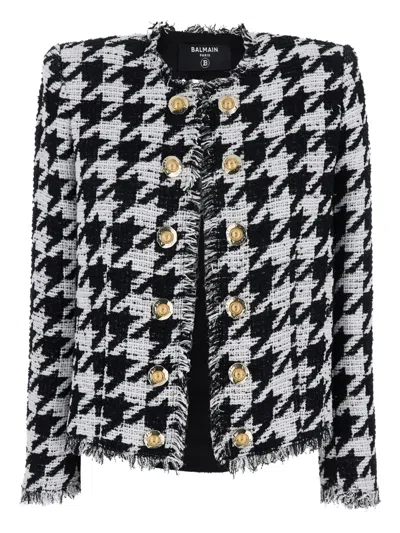 Balmain Blackwhite All-over Check Blazer